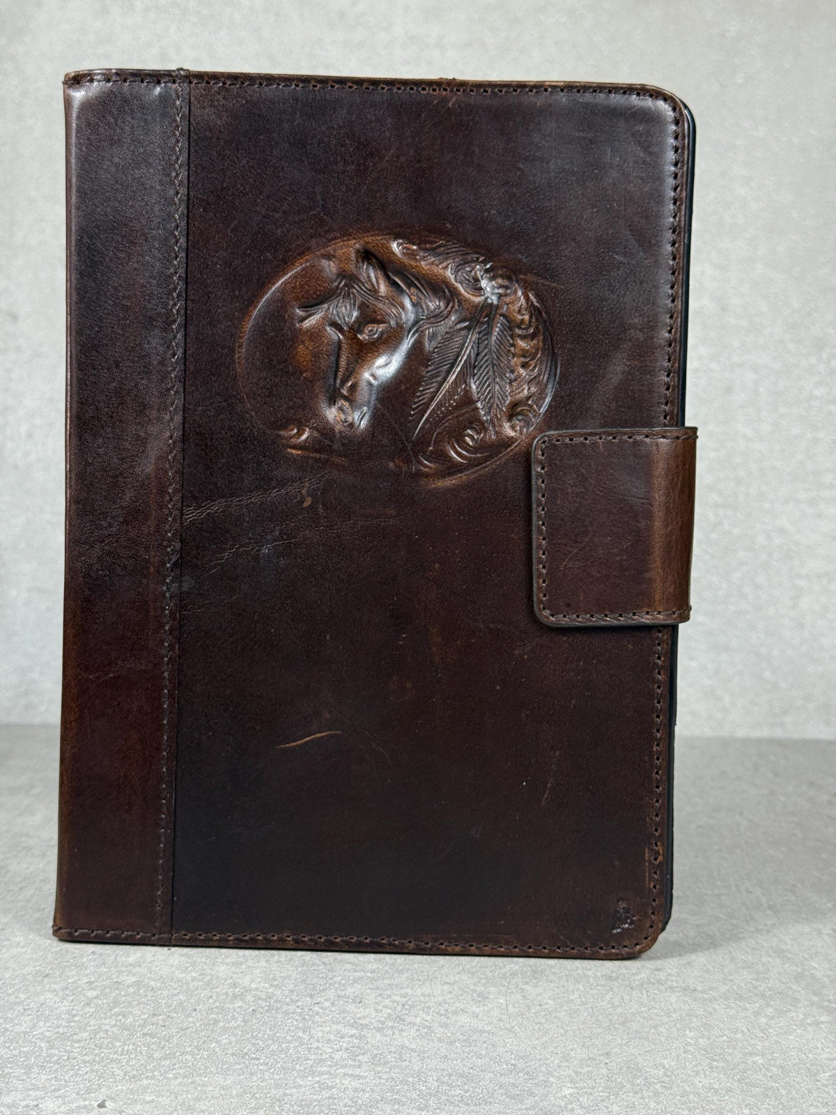 Vintage Leather iPad Mini Case: Magnetic Pen Holder, Hand Sewn