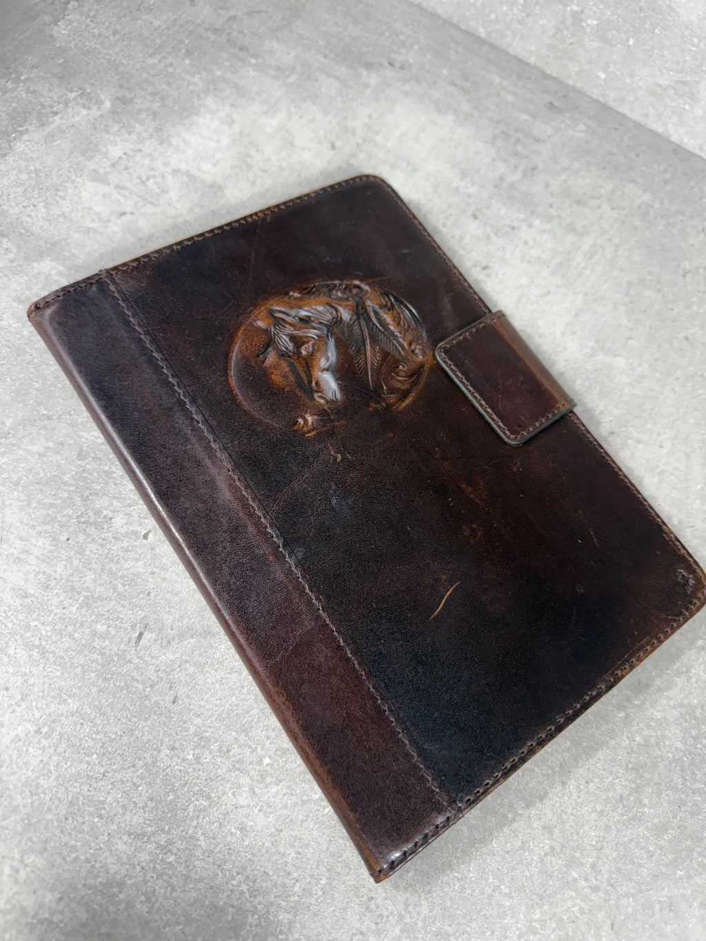 Vintage Leather iPad Mini Case: Magnetic Pen Holder, Hand Sewn