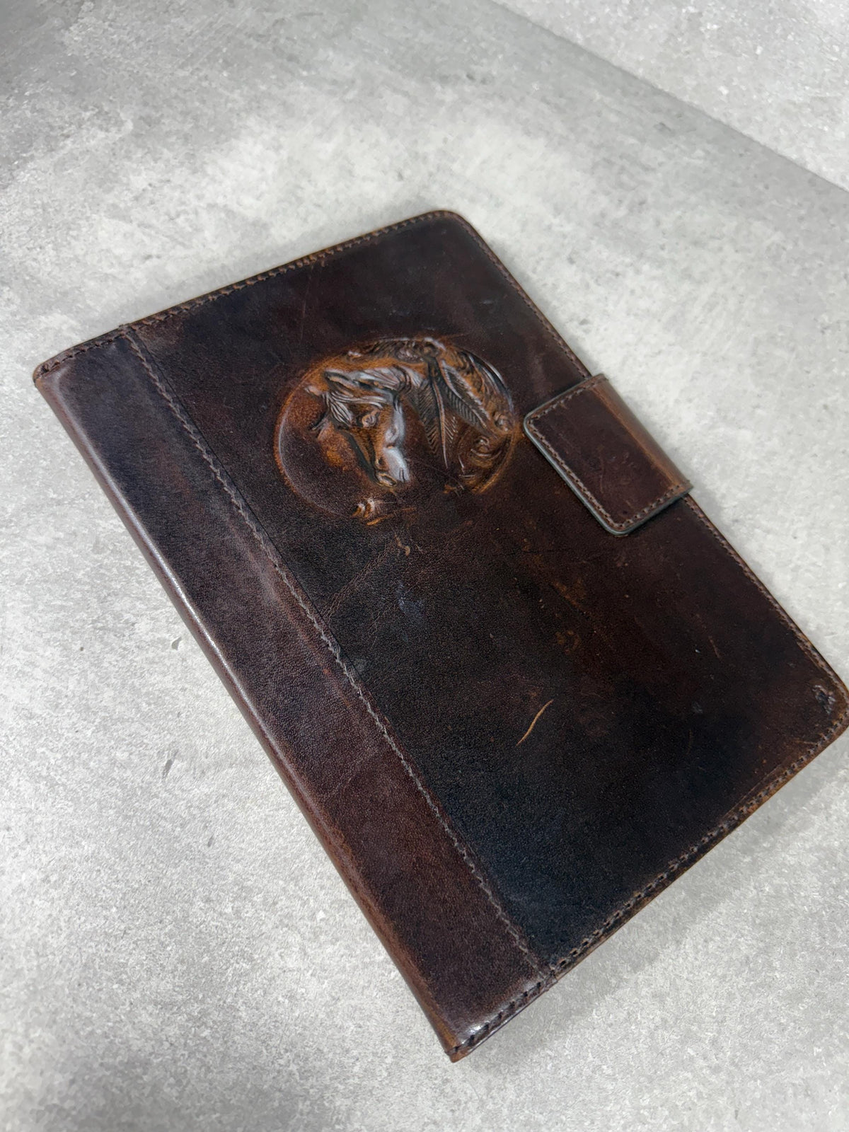 Vintage Leather iPad Mini Case: Magnetic Pen Holder, Hand Sewn