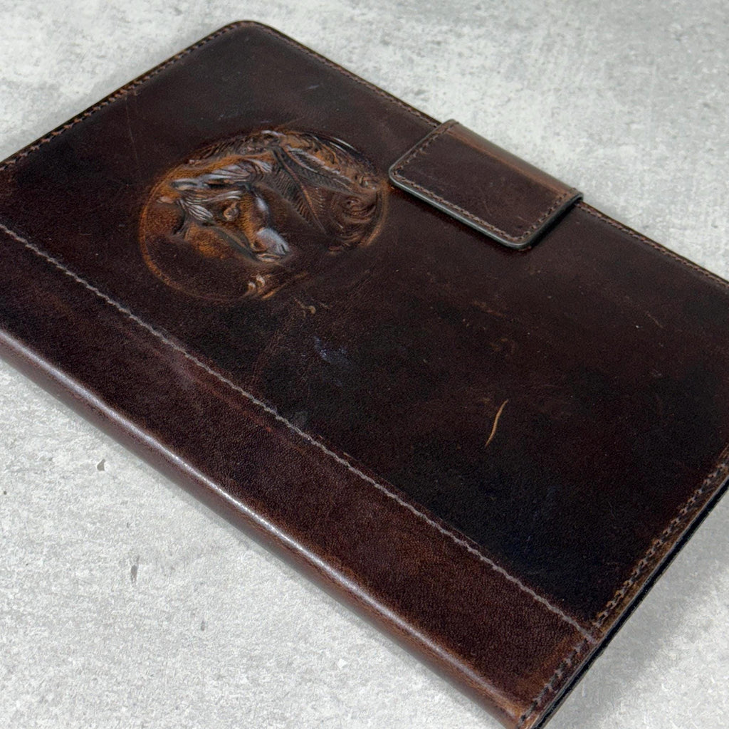 Vintage Leather iPad Mini Case: Magnetic Pen Holder, Hand Sewn