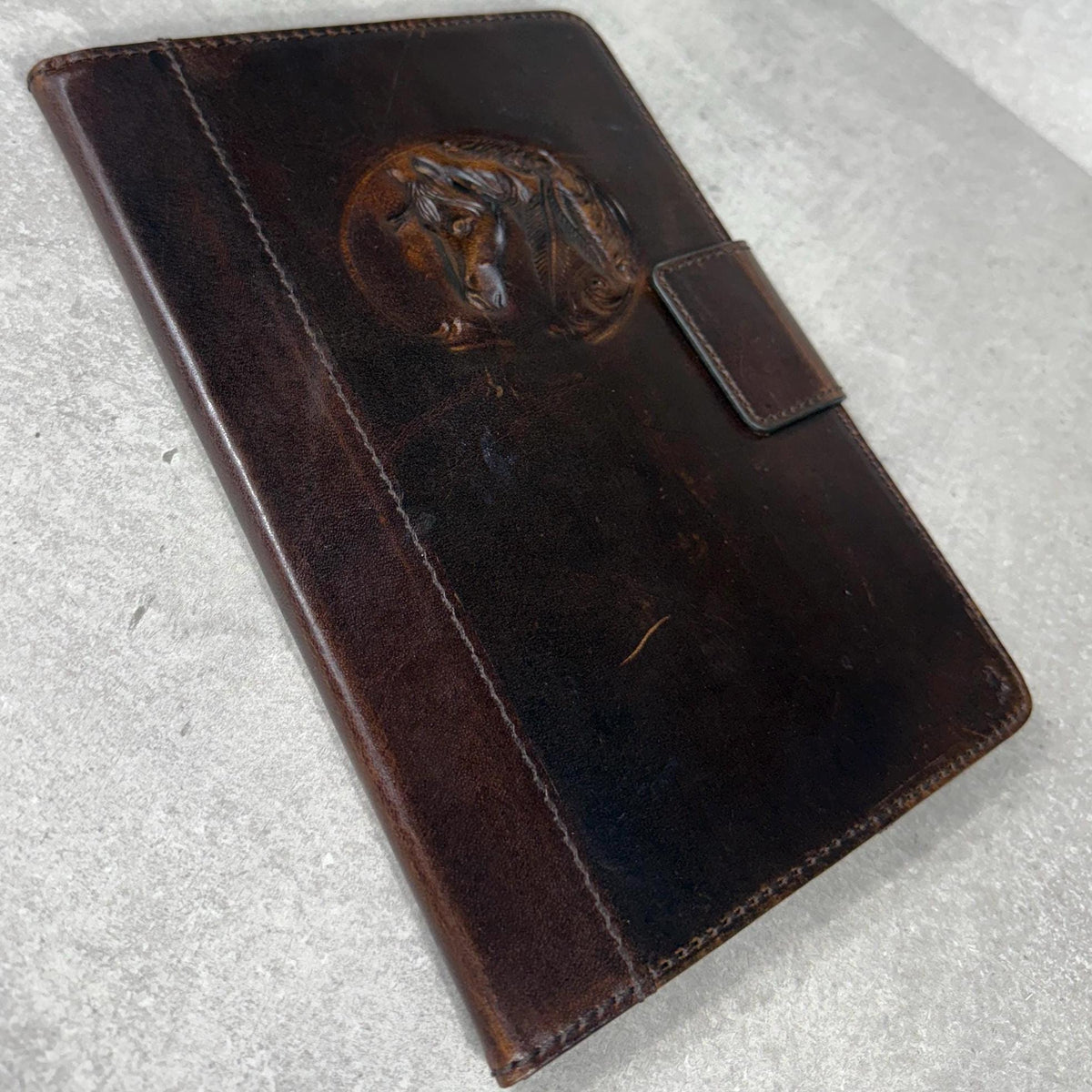 Vintage Leather iPad Mini Case: Magnetic Pen Holder, Hand Sewn