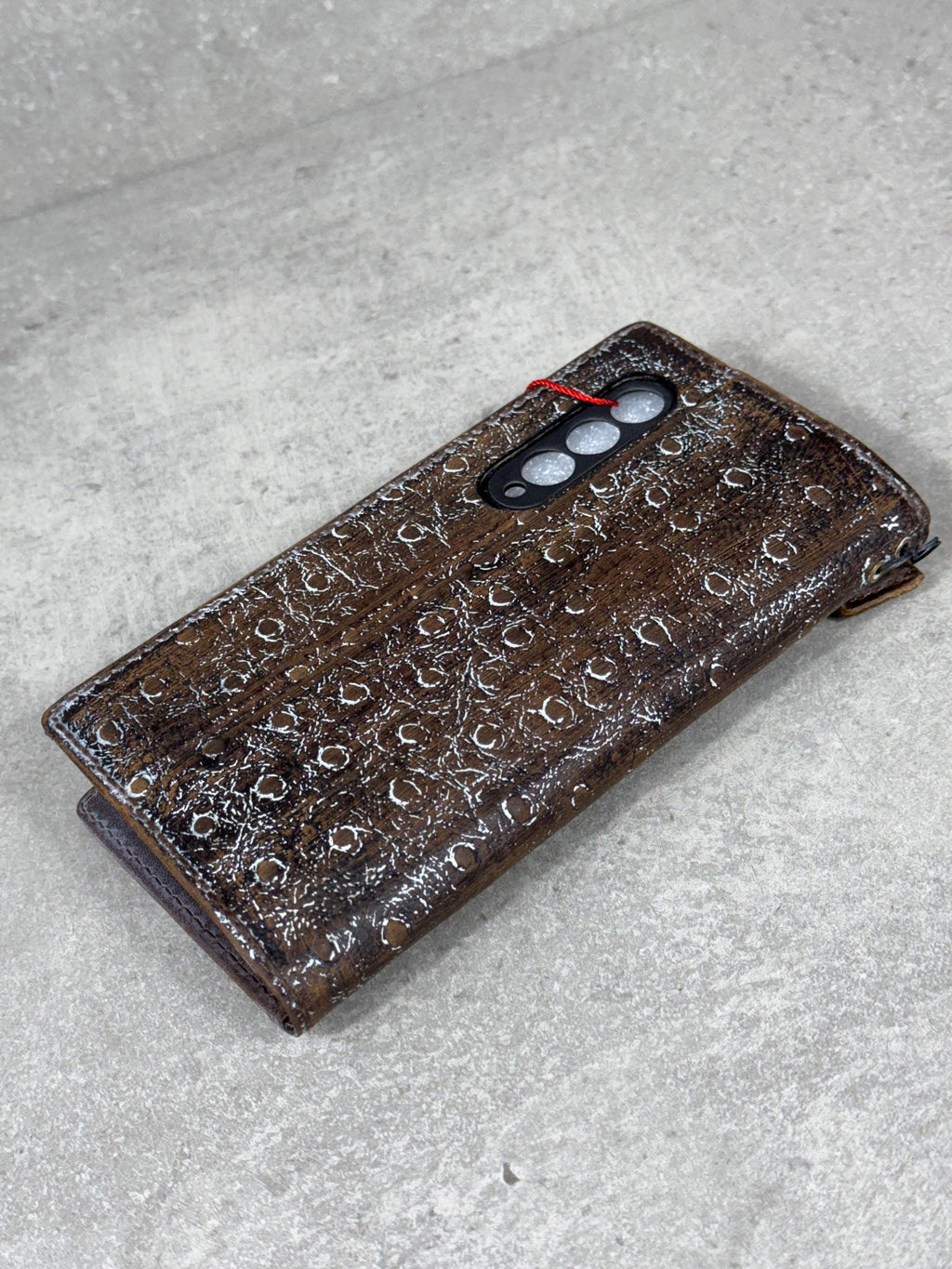 Handmade Ostrich Leather Wallet Case for Galaxy Z Fold 2/3/4/5/6/7