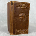 Handmade Leather iPhone Wallet Case: Embossed Art Design