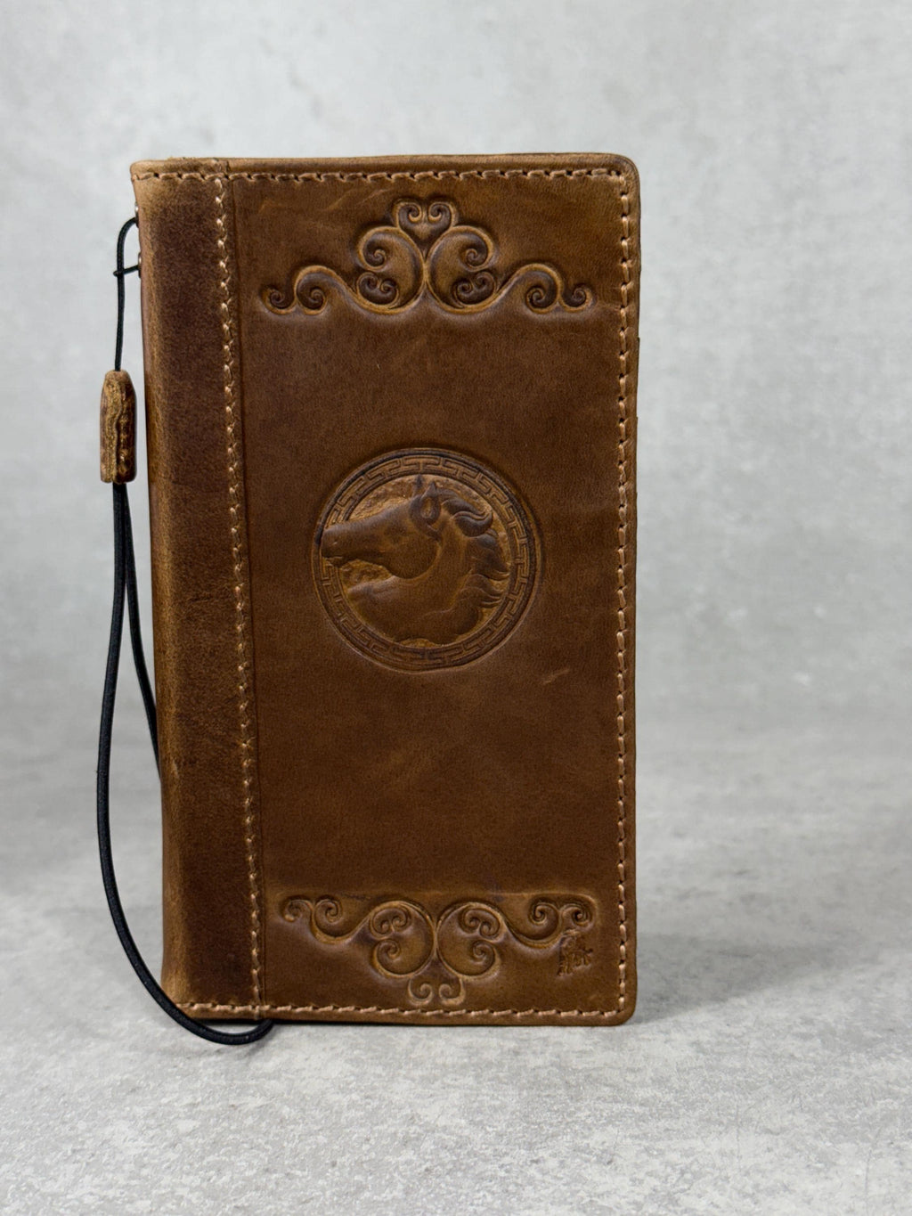 Handmade Leather Wallet Case for Galaxy: Book Design, Card Slots