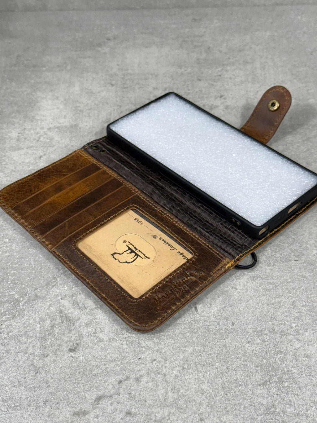 Handmade Leather OnePlus Case: Paw Print Dog Art Wallet