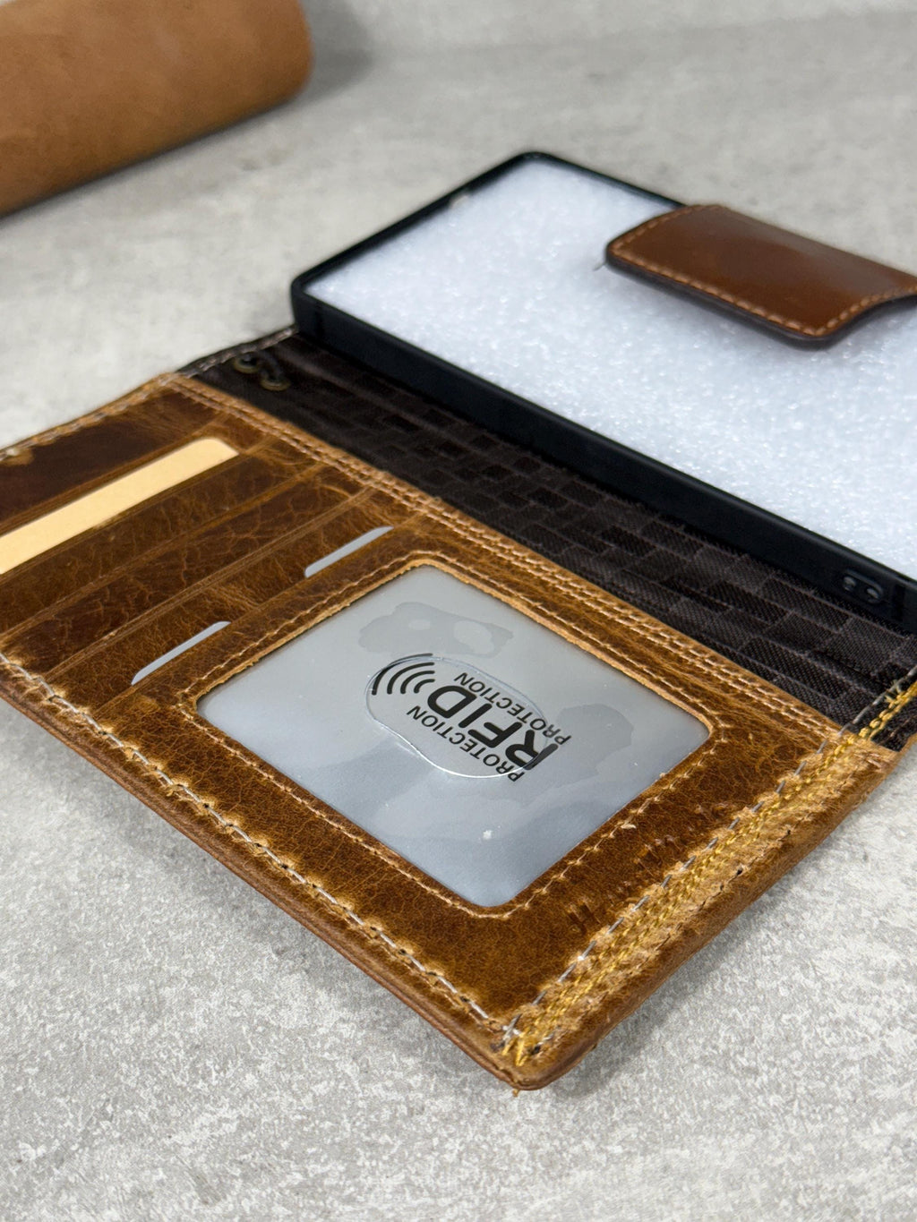 Handmade Leather Wallet Case for OnePlus: Wireless Charge, Card Slots