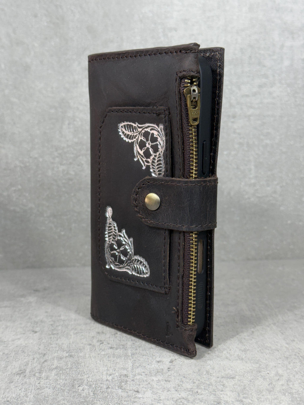 Handmade Leather Wallet Case for Google Pixel: Retro Card Holder with Zipper
