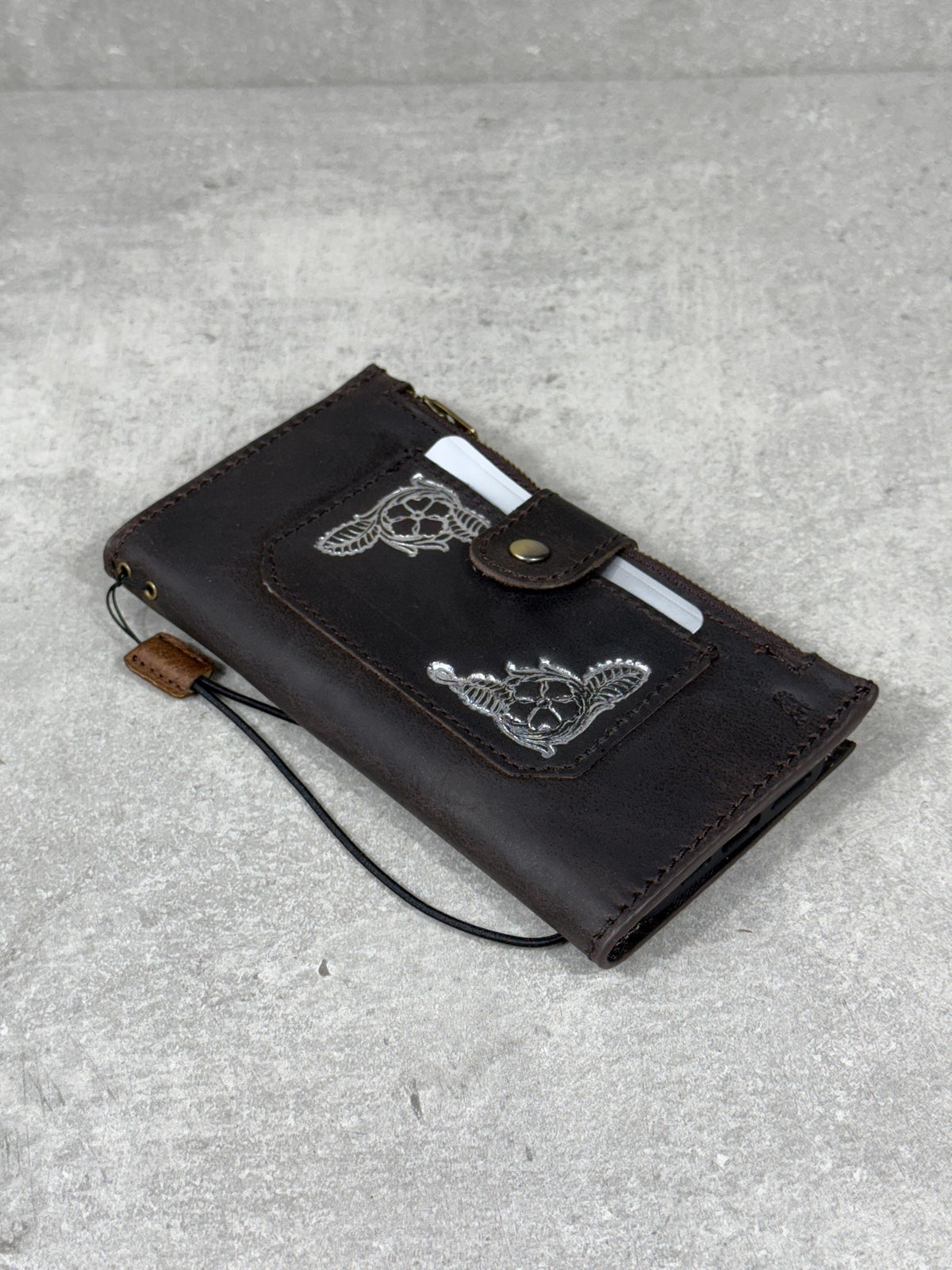 Handmade Leather Wallet Case for Google Pixel: Retro Card Holder with Zipper