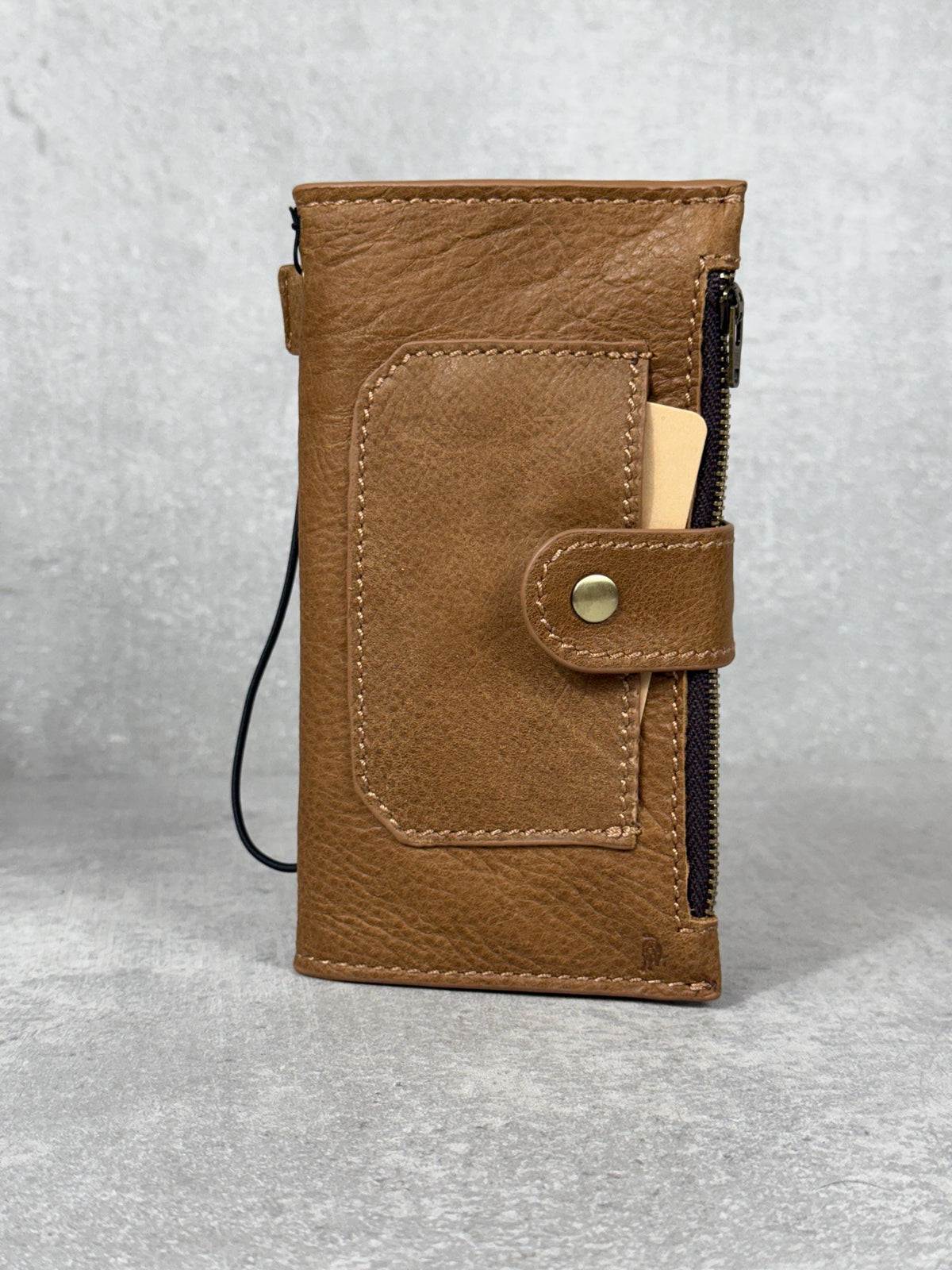 Genuine Leather iPhone Wallet Case: ID Window, Card Slots & Zipper