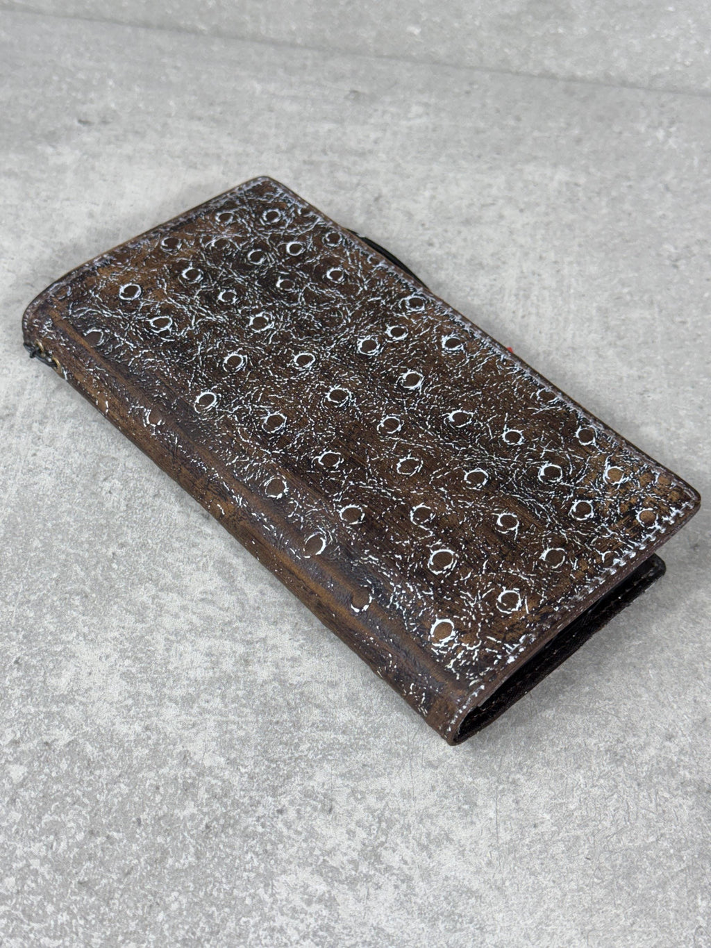 Ostrich Style Leather iPhone Wallet Case: Vintage Book Design