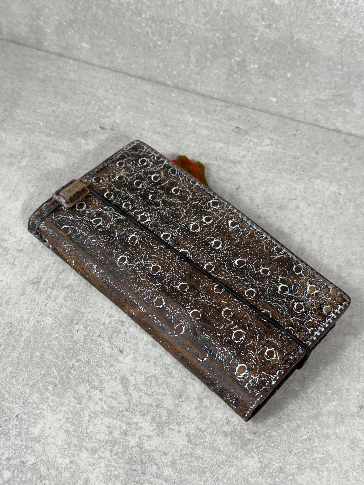 Ostrich Style Leather iPhone Wallet Case: Vintage Book Design