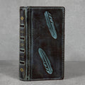 Handmade Leather iPhone Case: Vintage Book Style, Gray Blue