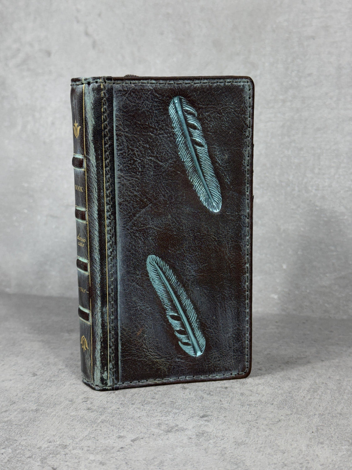 Handmade Leather Wallet Case for Galaxy: Book Design, Card Slots
