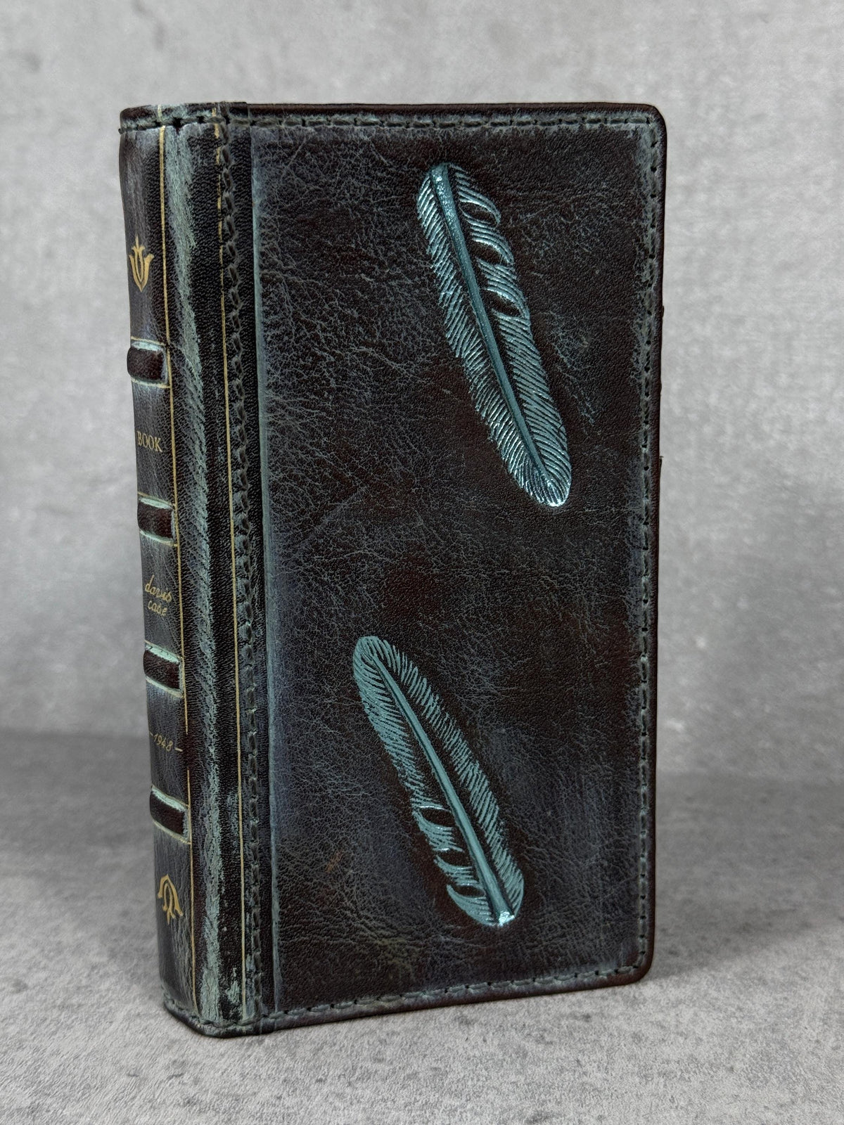 Handmade Leather Wallet Case for Galaxy: Book Design, Card Slots