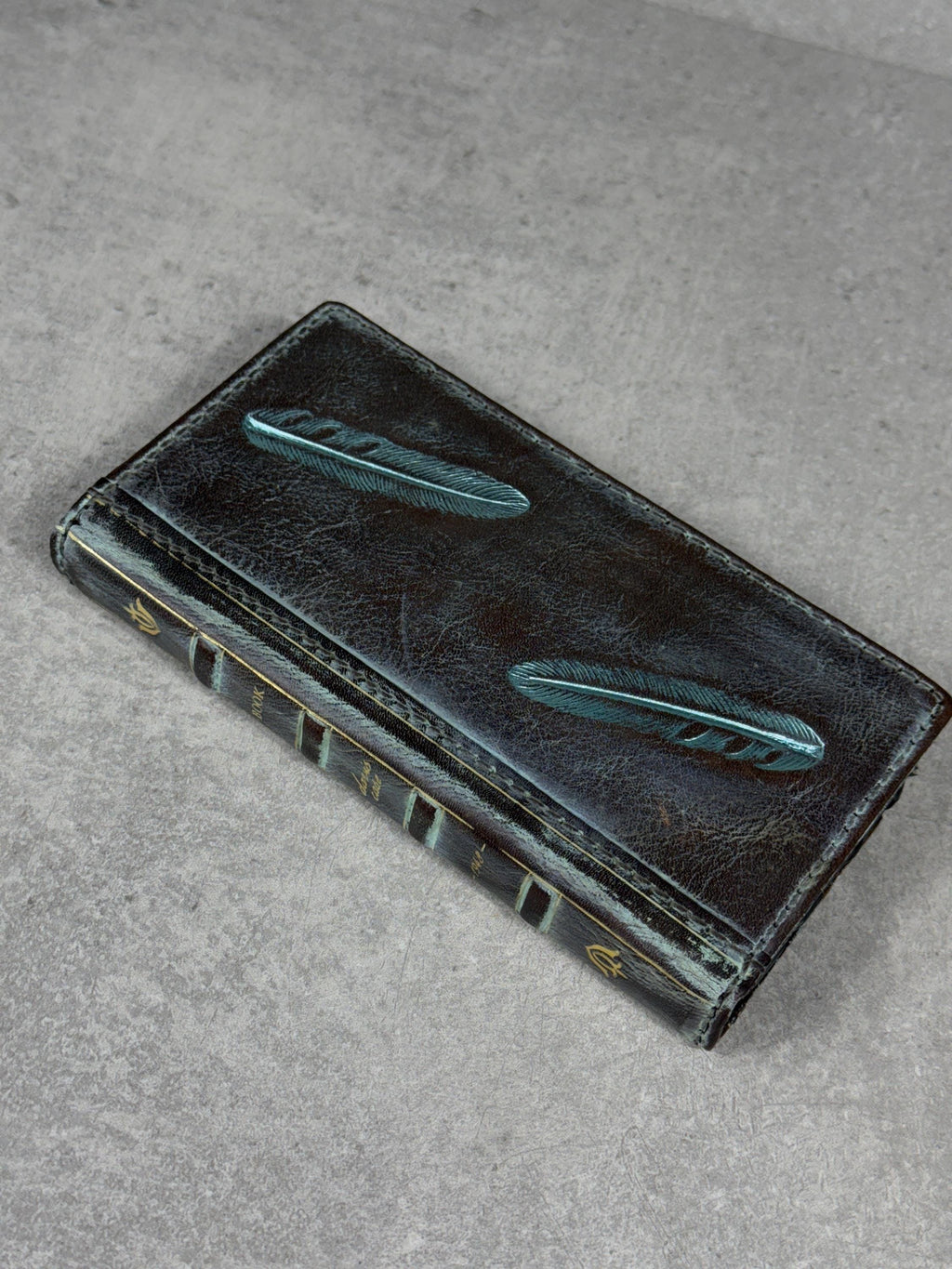 Handmade Leather Wallet Case for Galaxy: Book Design, Card Slots