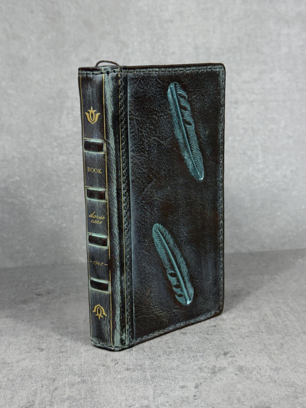 Handmade Leather Wallet Case for Galaxy: Book Design, Card Slots