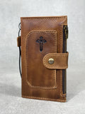 Handmade Leather Wallet Case for Galaxy: Book Design, Card Slots