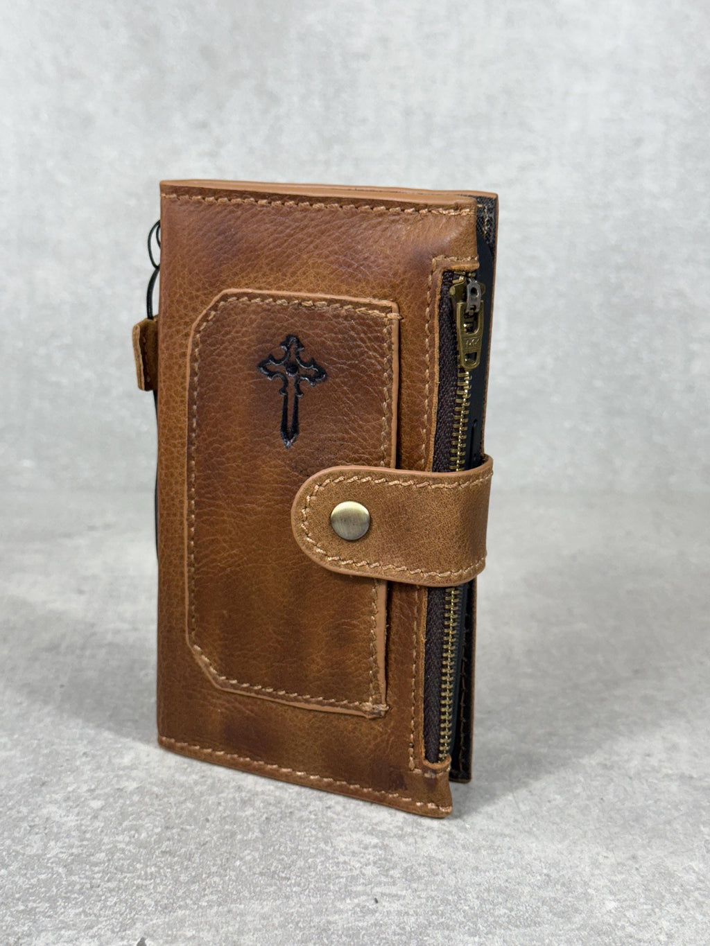 Handmade Leather Wallet Case for Galaxy: Book Design, Card Slots