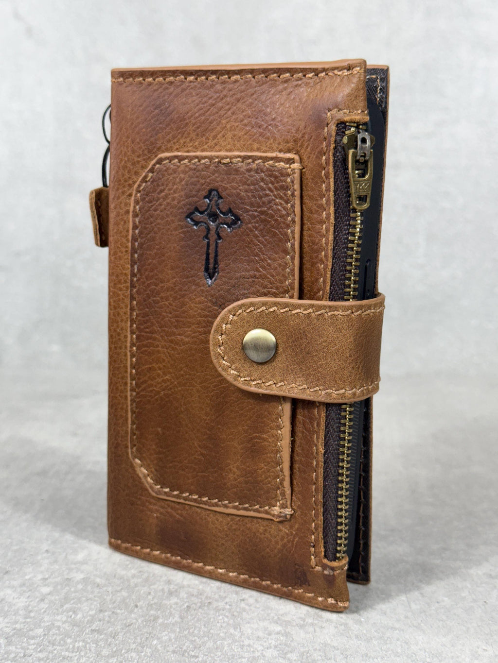 Handmade Leather Wallet Case for Galaxy: Book Design, Card Slots