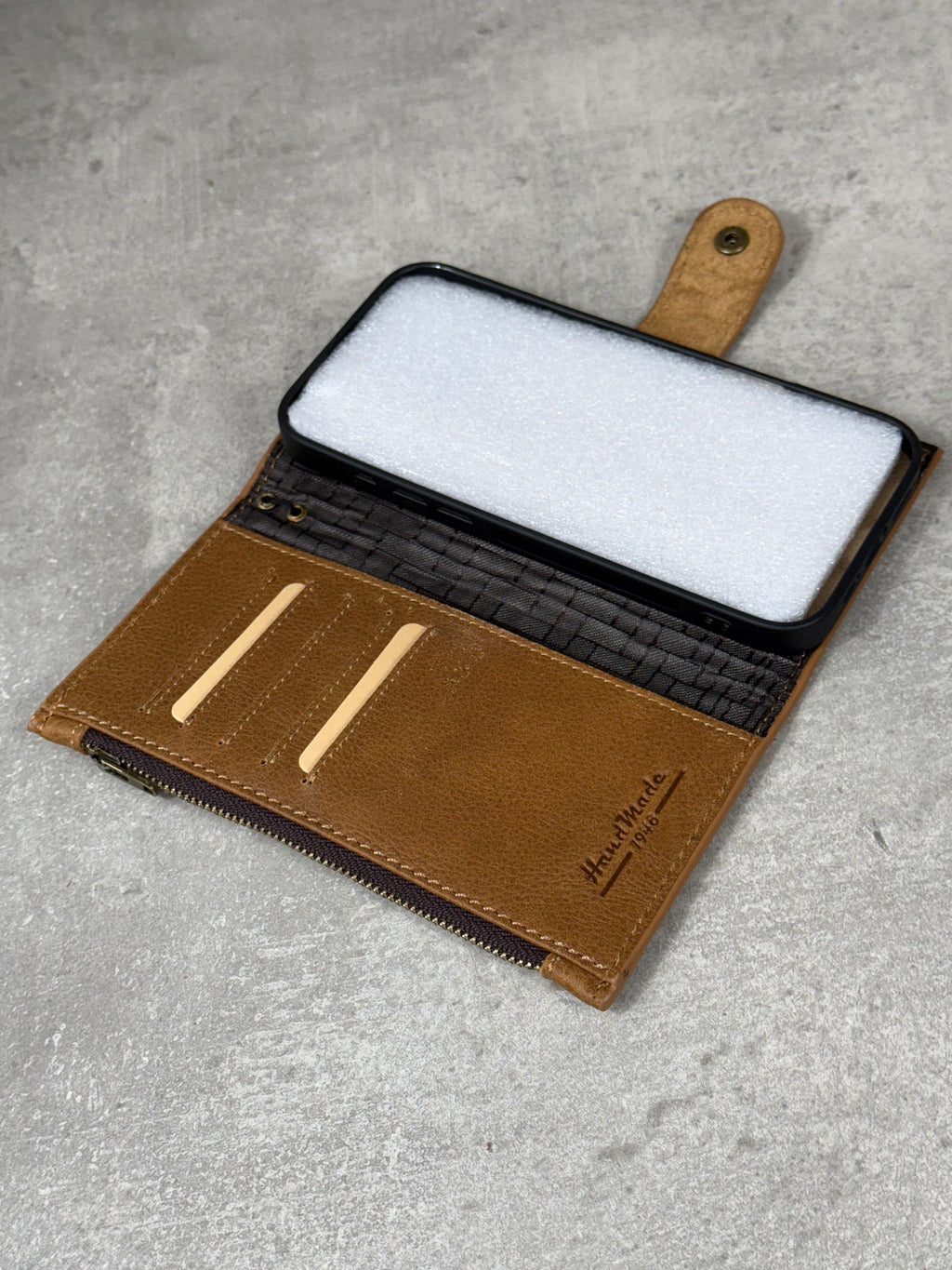 Handmade Leather Wallet Case for Galaxy: Book Design, Card Slots