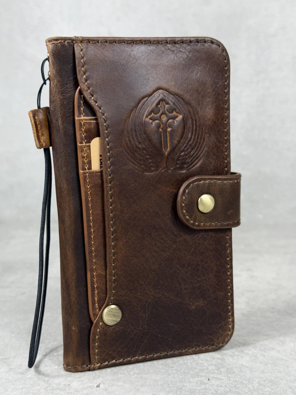 Handmade Leather Wallet Case for Google Pixel: Vintage Luxury Cover