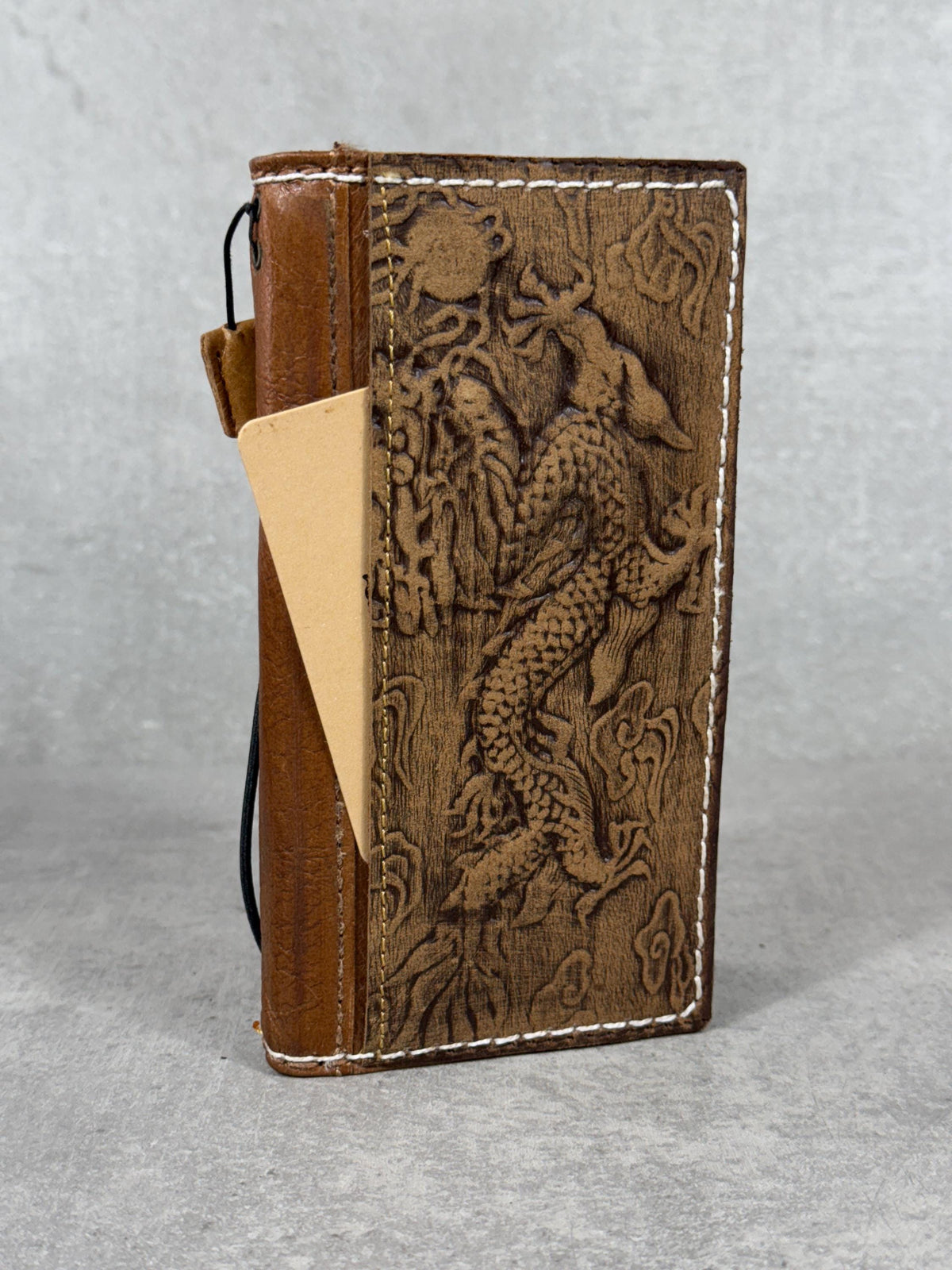 Handmade Leather Wallet Case for Galaxy: Book Design, Card Slots
