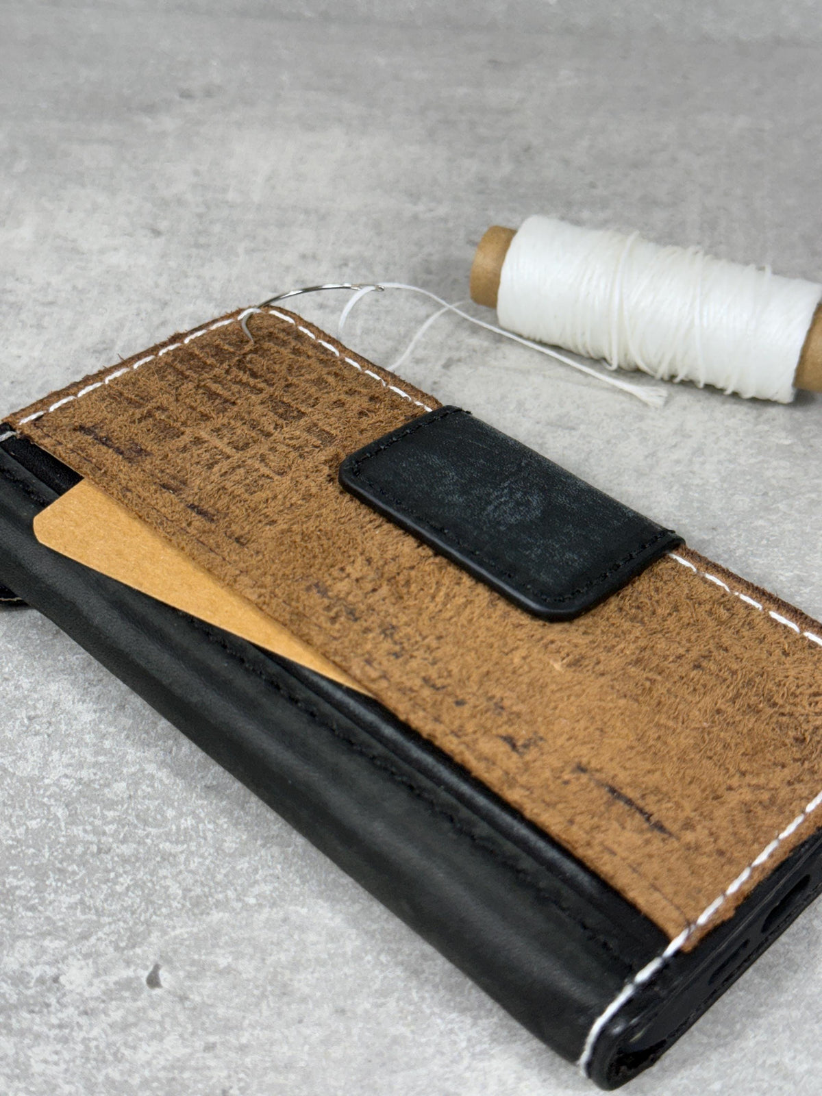 Handmade Leather Wallet Case for Galaxy: Book Design, Card Slots