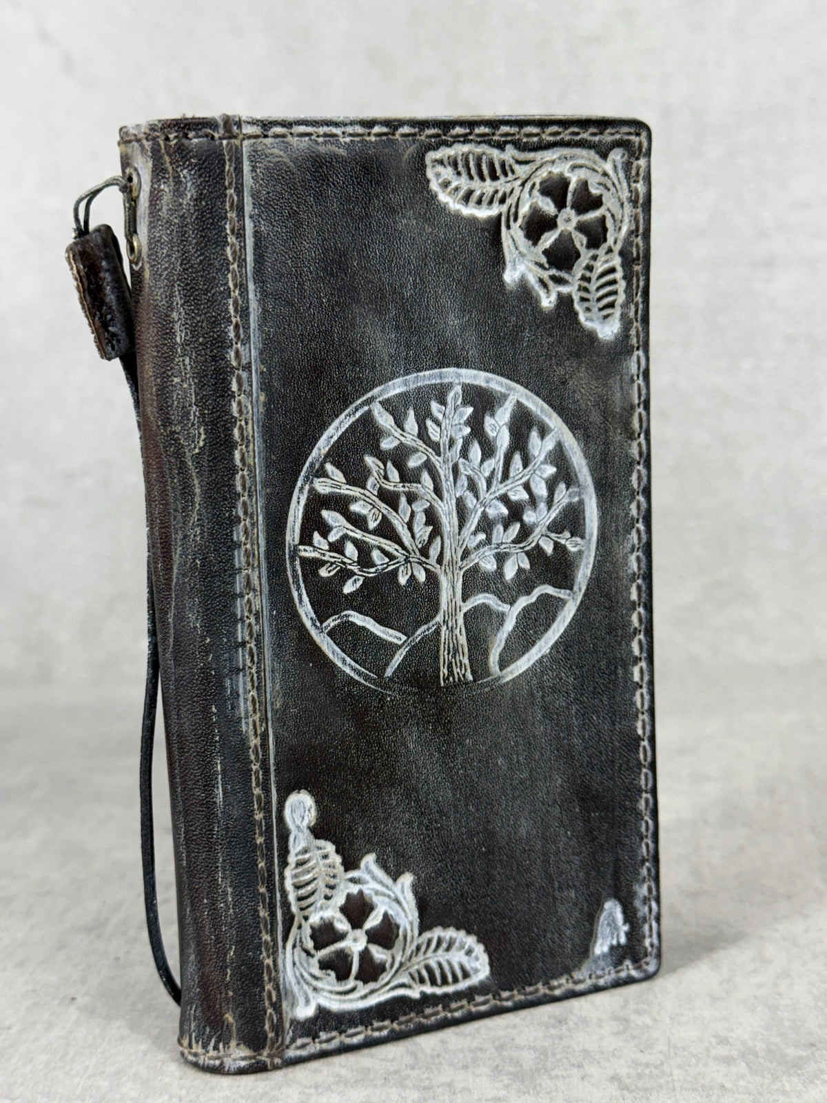 Handmade Leather Wallet Case for Galaxy: Book Design, Card Slots