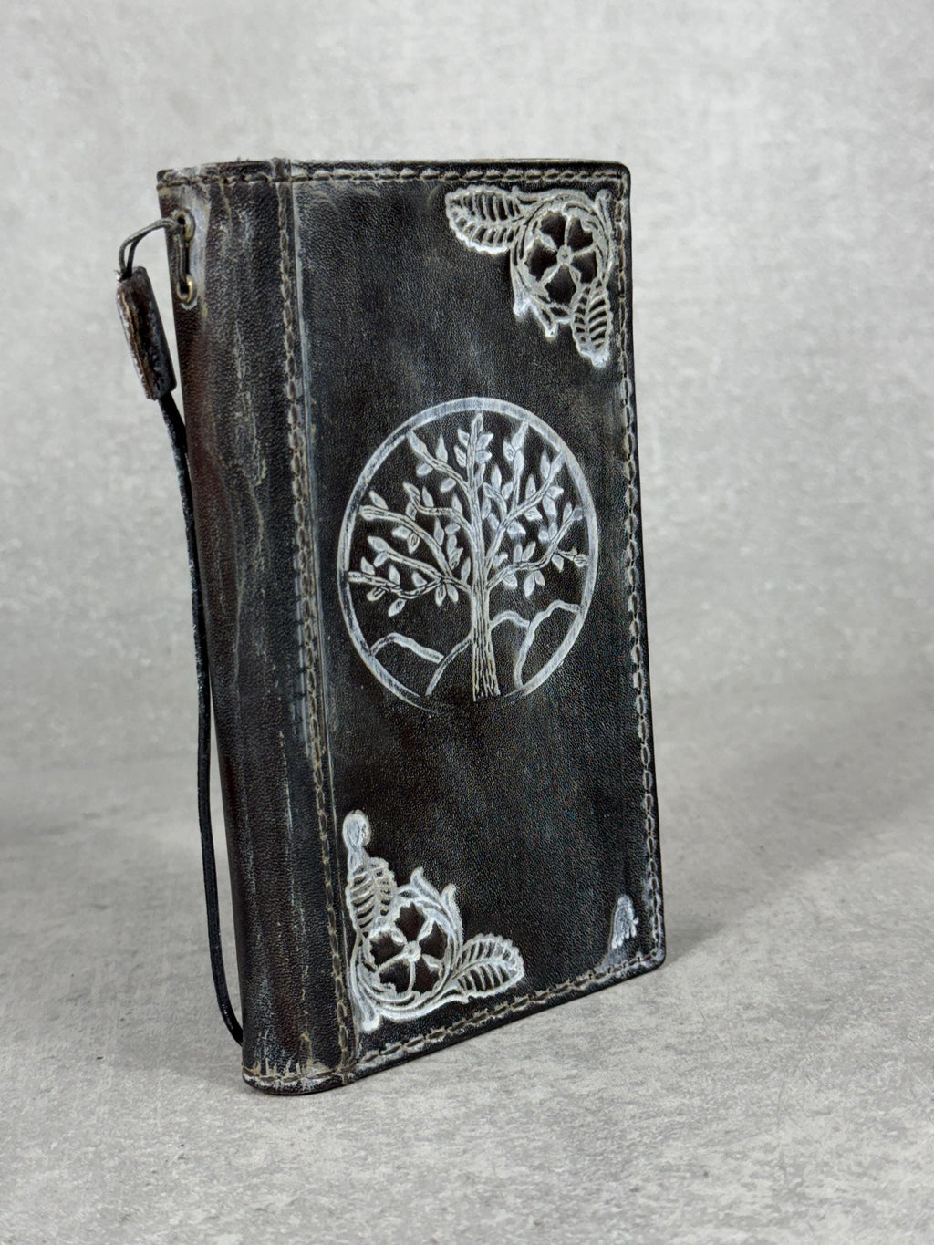 Handmade Leather Wallet Case for Galaxy: Book Design, Card Slots