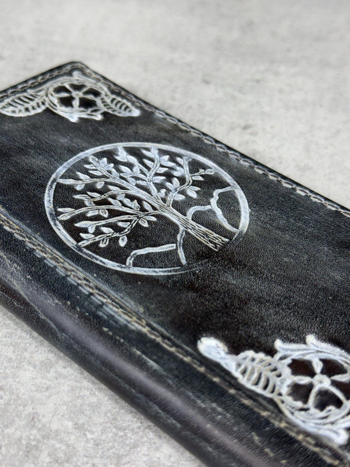 Handmade Leather Wallet Case for Galaxy Z Fold 2/3/4/5/6/7 - Polish Art Design