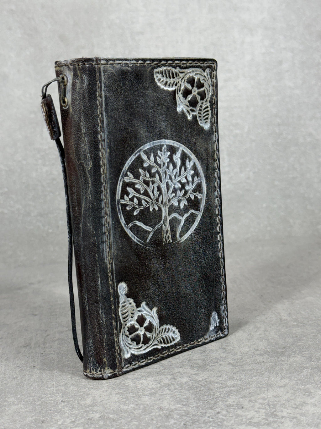 Handmade Leather Wallet Case for Galaxy Z Fold 2/3/4/5/6/7 - Polish Art Design