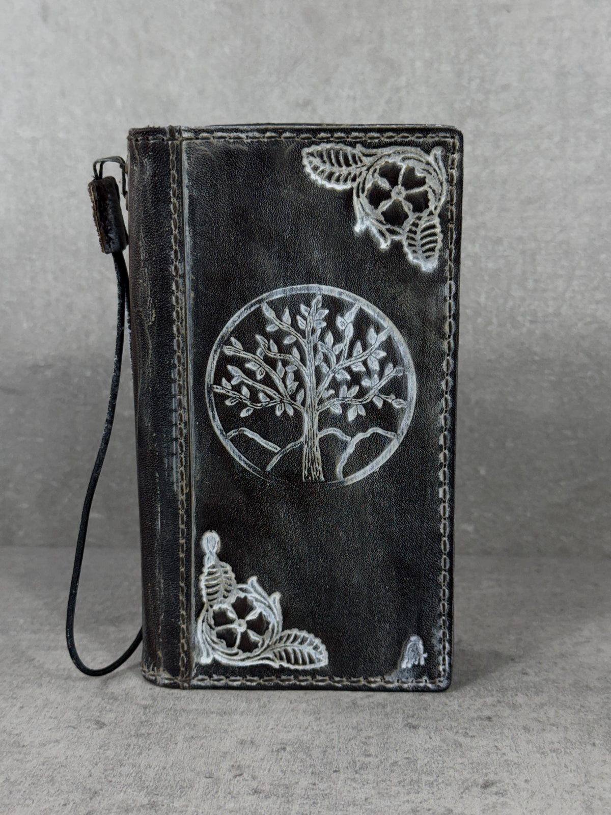 Handmade Leather Wallet Case for Galaxy Z Fold 2/3/4/5/6/7 - Polish Art Design