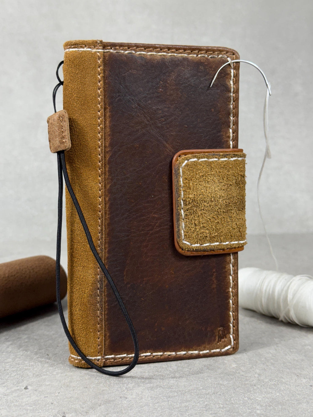 Vintage Leather iPhone Wallet Case: Book Style, Card Slots