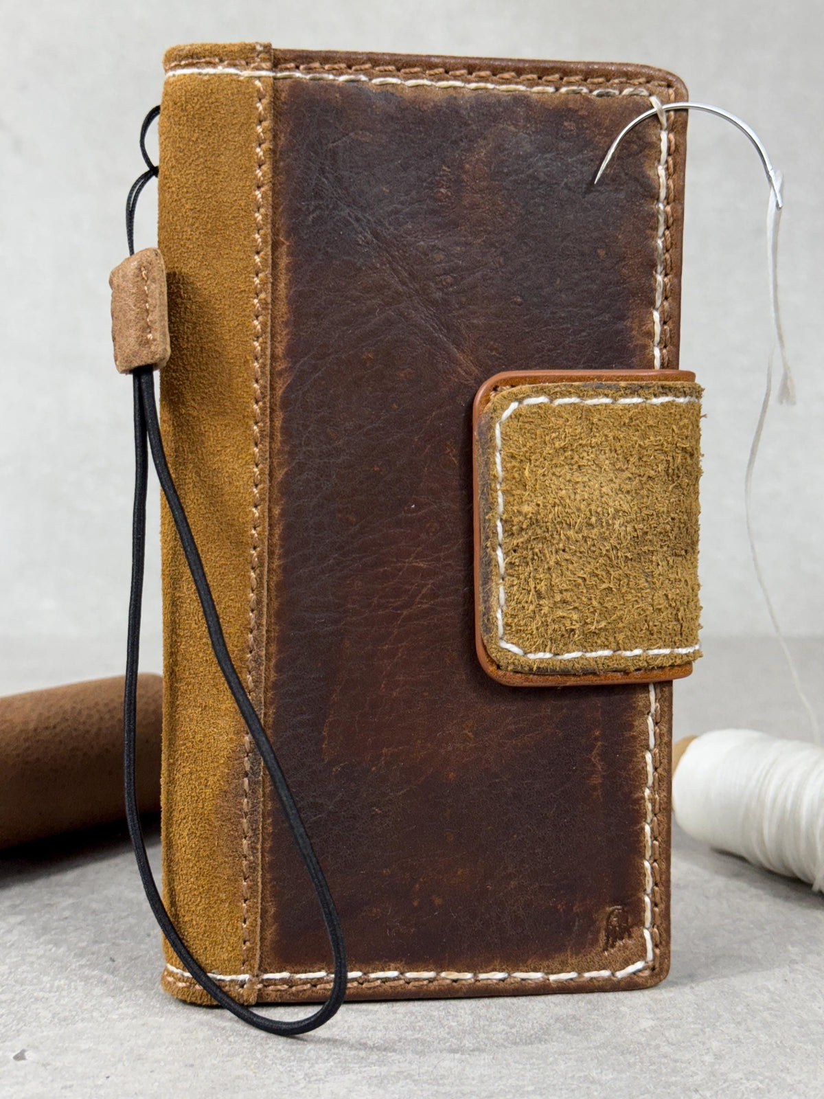 Vintage Leather iPhone Wallet Case: Book Style, Card Slots