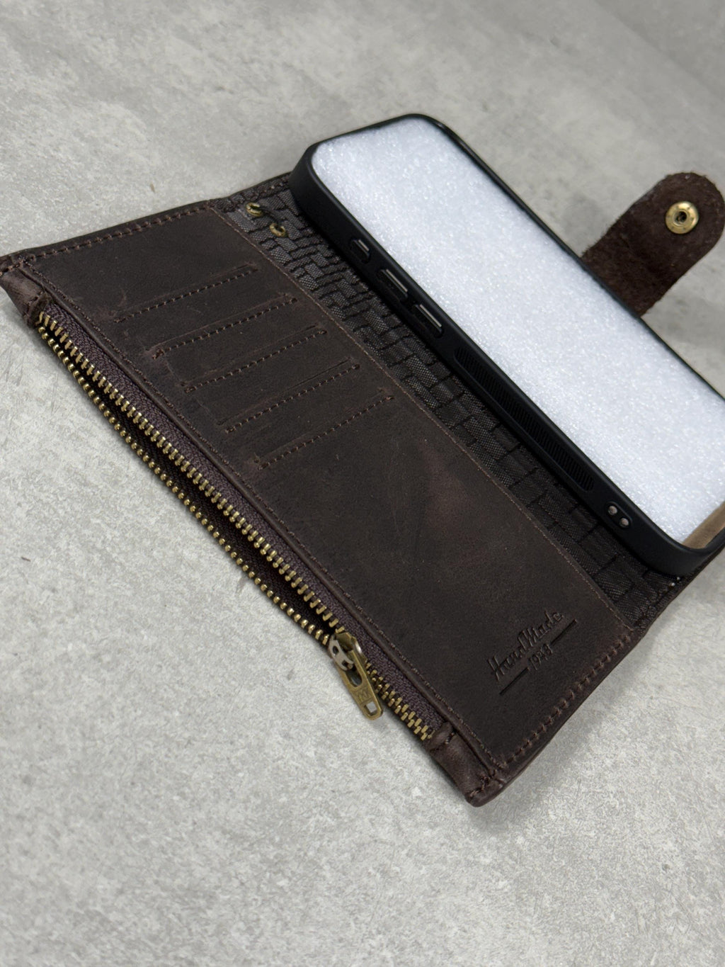Handmade Leather Wallet Case for Galaxy: Book Design, Card Slots