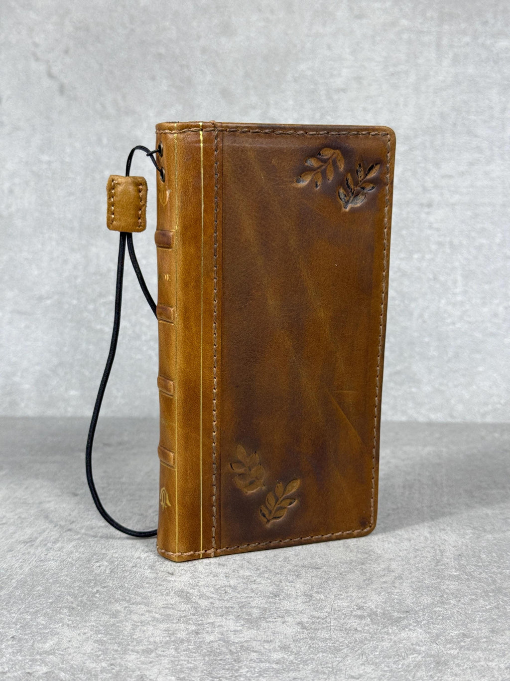 Handmade Leather Wallet Case for Galaxy: Book Design, Card Slots