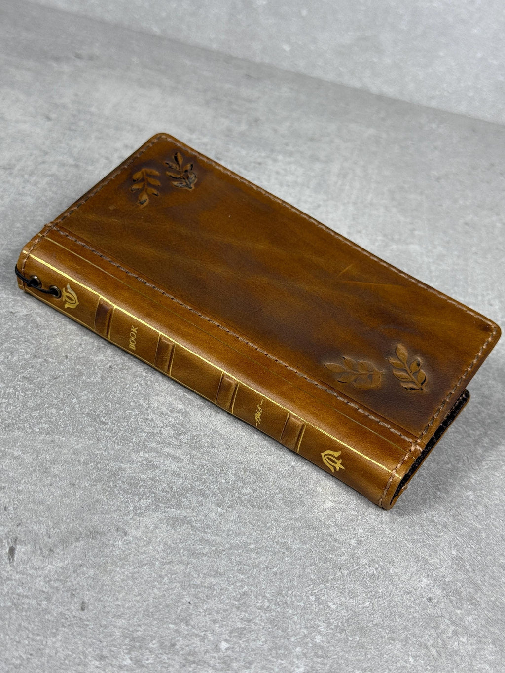 Handmade Leather Wallet Case for Galaxy: Book Design, Card Slots