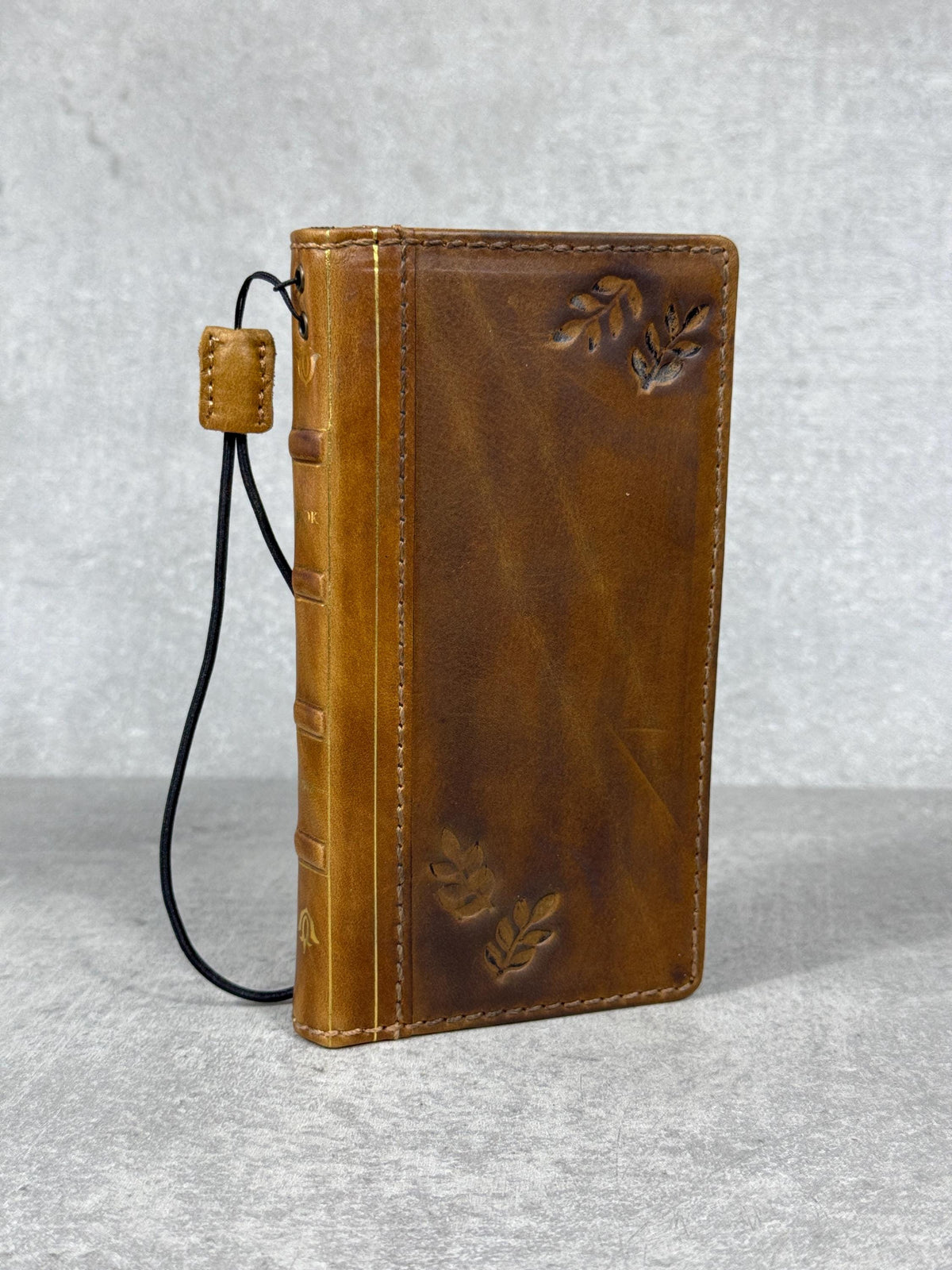 Genuine Leather iPhone Wallet Case: Vintage Book Style, Card Slots