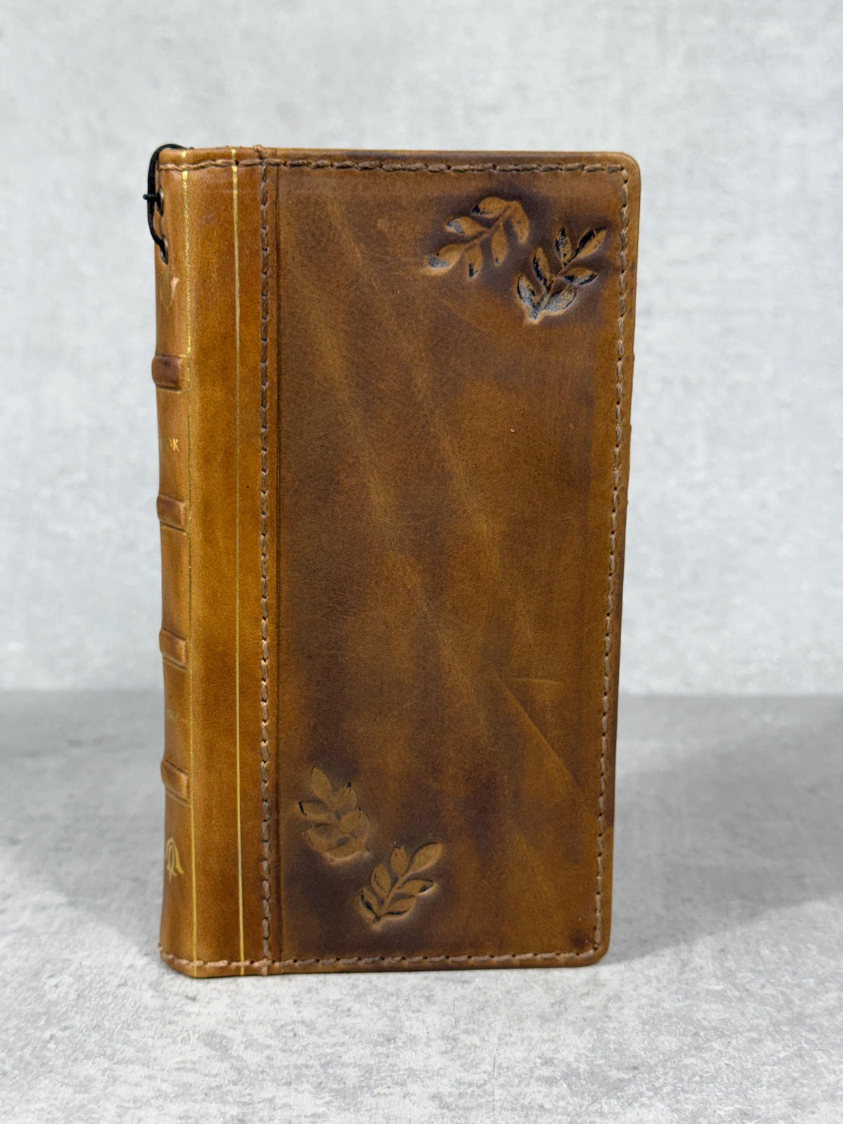 Genuine Leather iPhone Wallet Case: Vintage Book Style, Card Slots