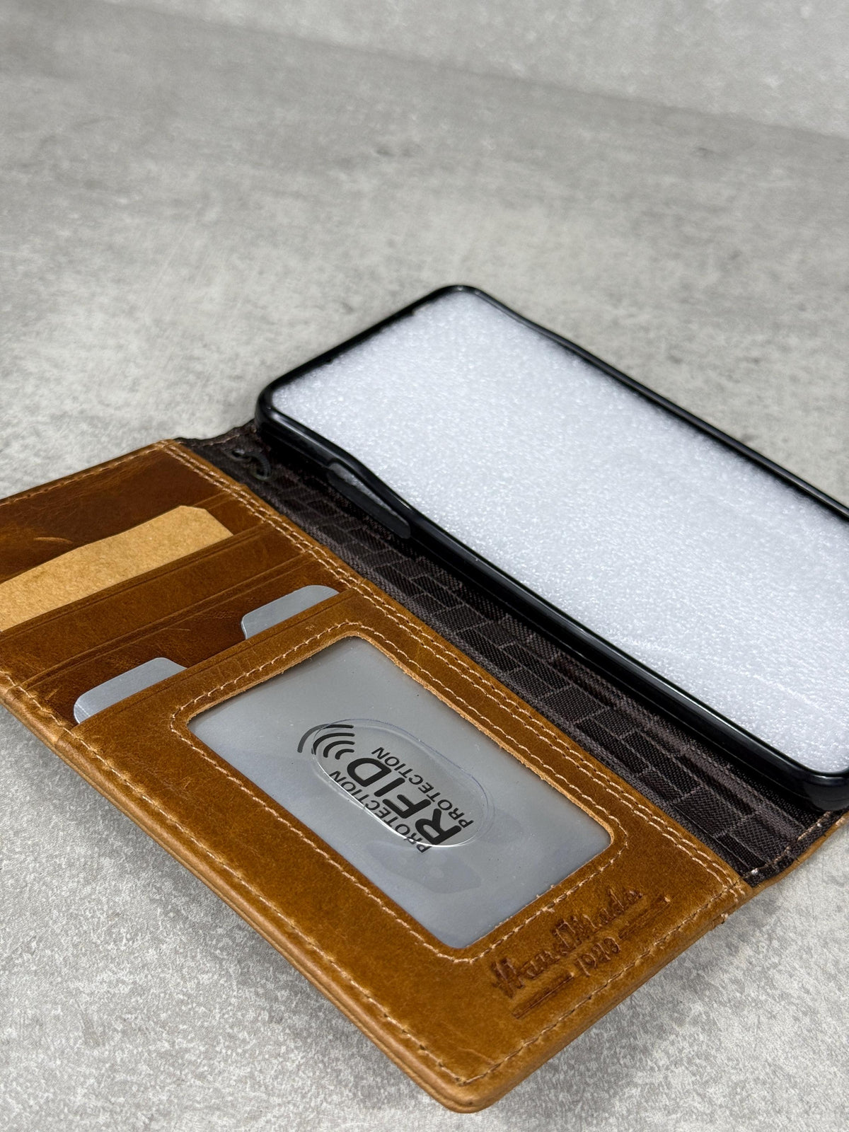 Genuine Leather iPhone Wallet Case: Vintage Book Style, Card Slots
