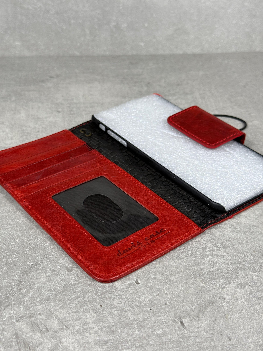 Handmade Leather iPhone Wallet Case: Vintage Stamped Book Cover