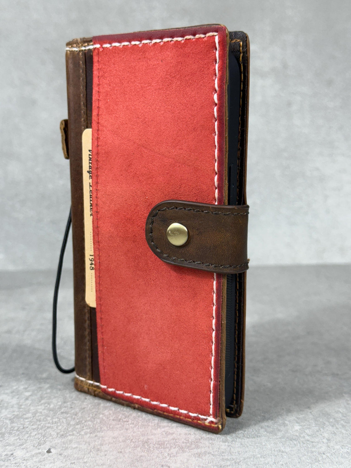 Vintage Leather iPhone Wallet Case: Book Style, Card Slots