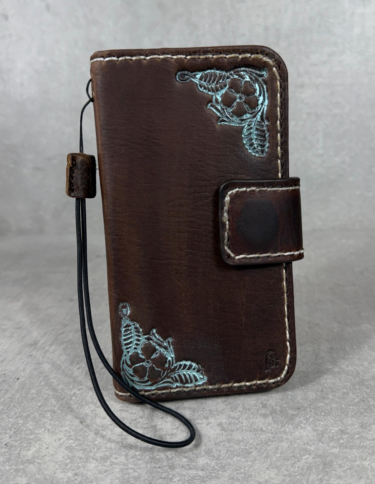 Handmade Leather iPhone Wallet Case: Removable Book Design