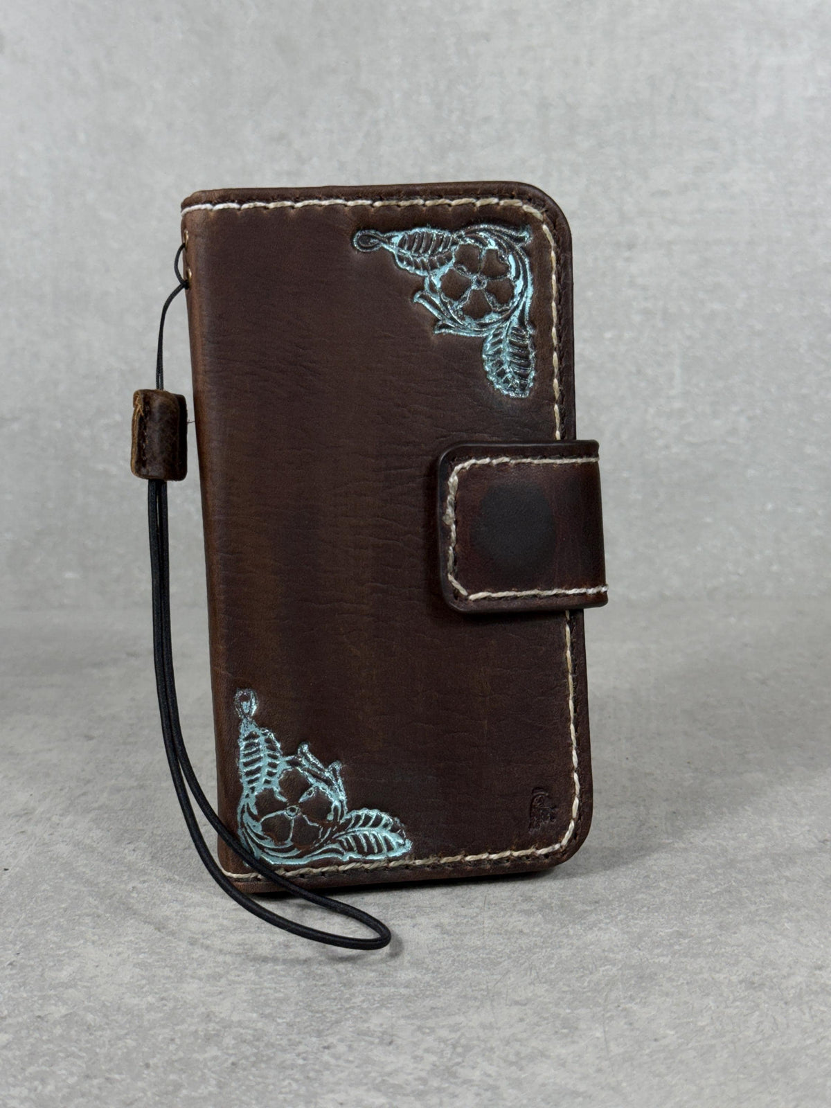 Handmade Leather iPhone Wallet Case: Removable Book Design