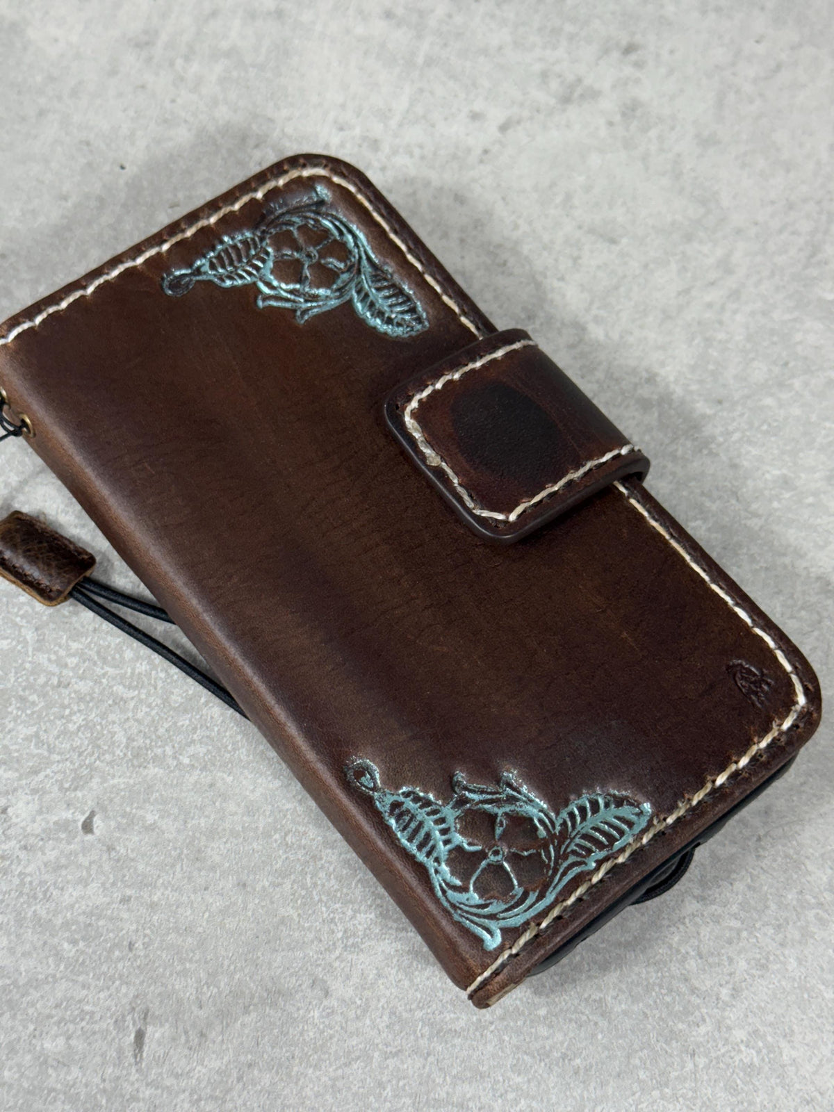 Handmade Leather iPhone Wallet Case: Removable Book Design
