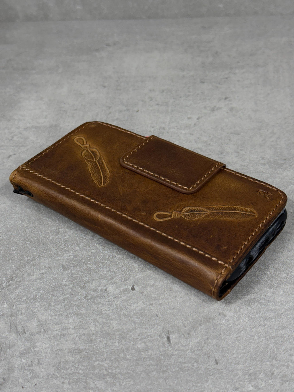 Genuine Leather iPhone Wallet Case: Magnetic Book Cover, Card Slots
