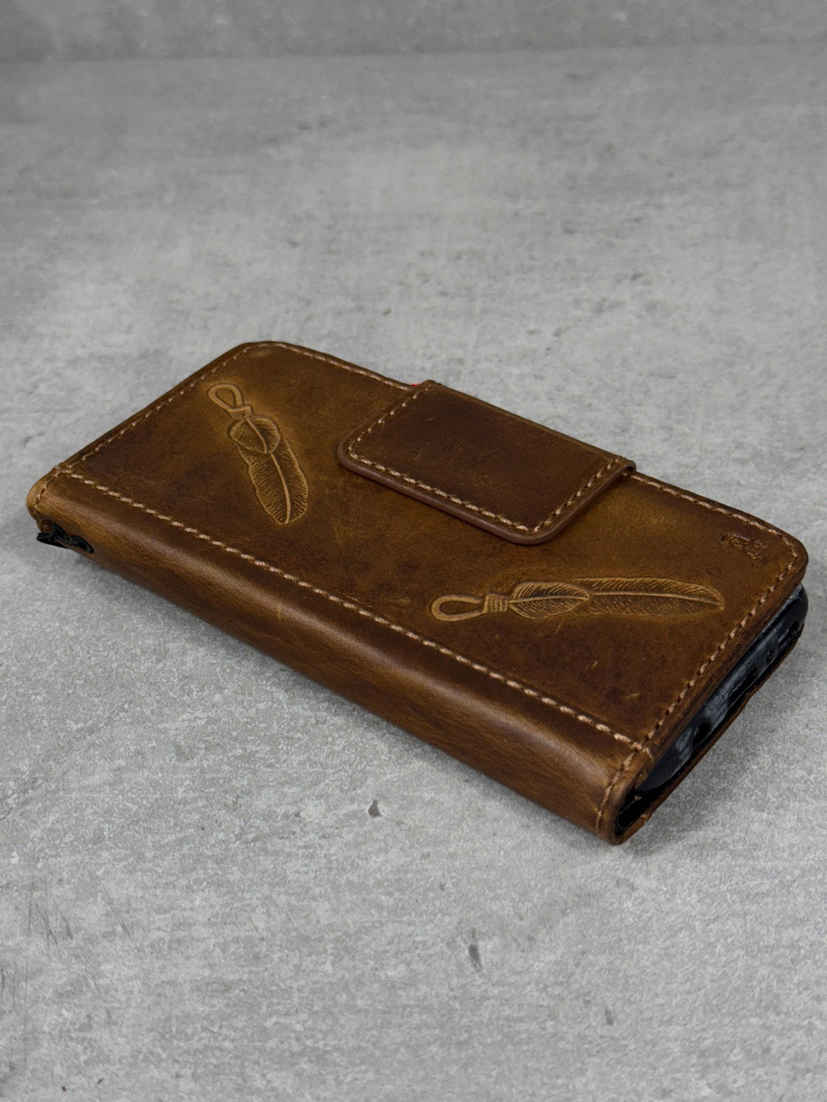 Genuine Leather iPhone Wallet Case: Magnetic Book Cover, Card Slots