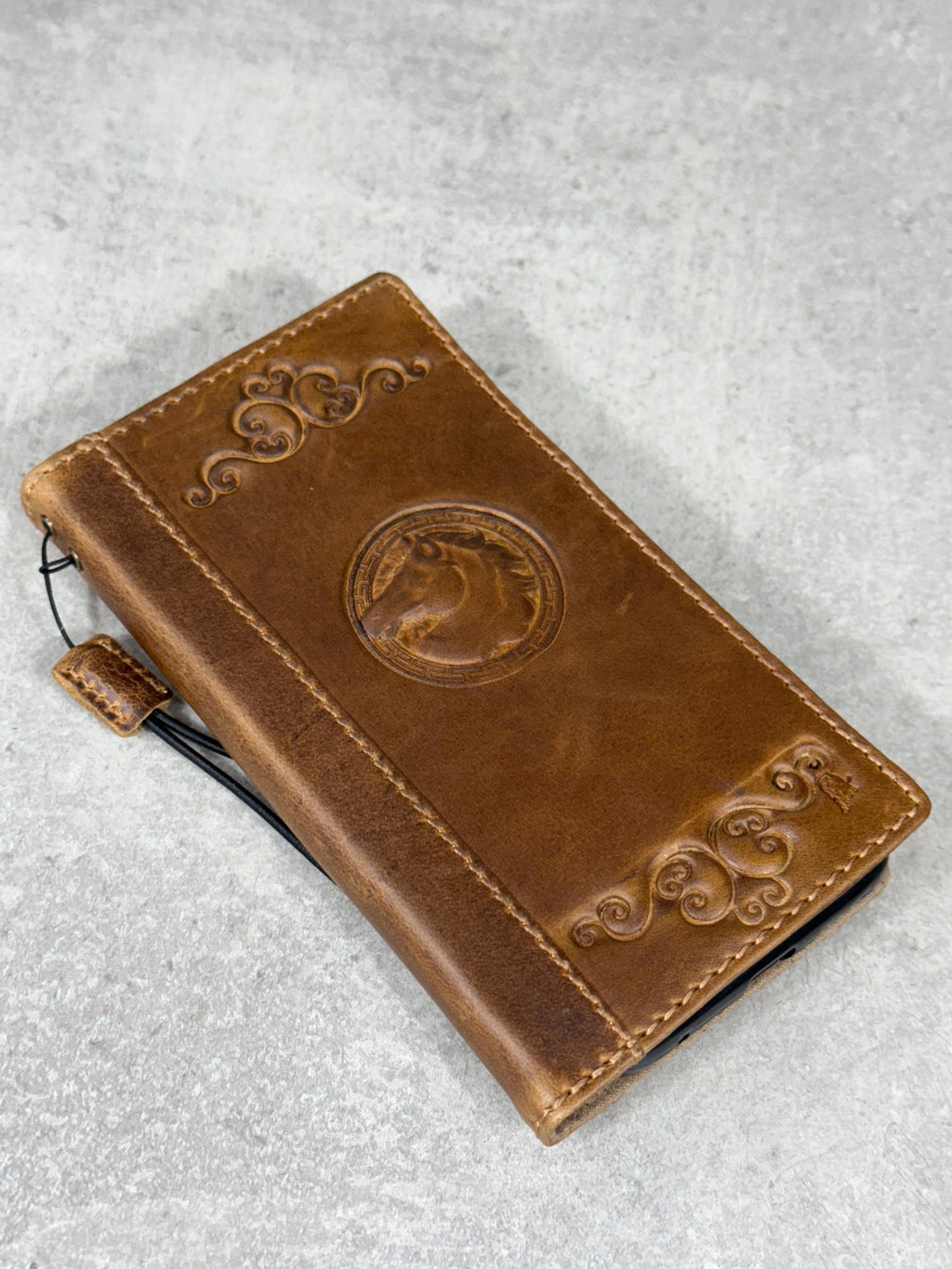 Handmade Leather Wallet Case for Galaxy: Book Design, Card Slots
