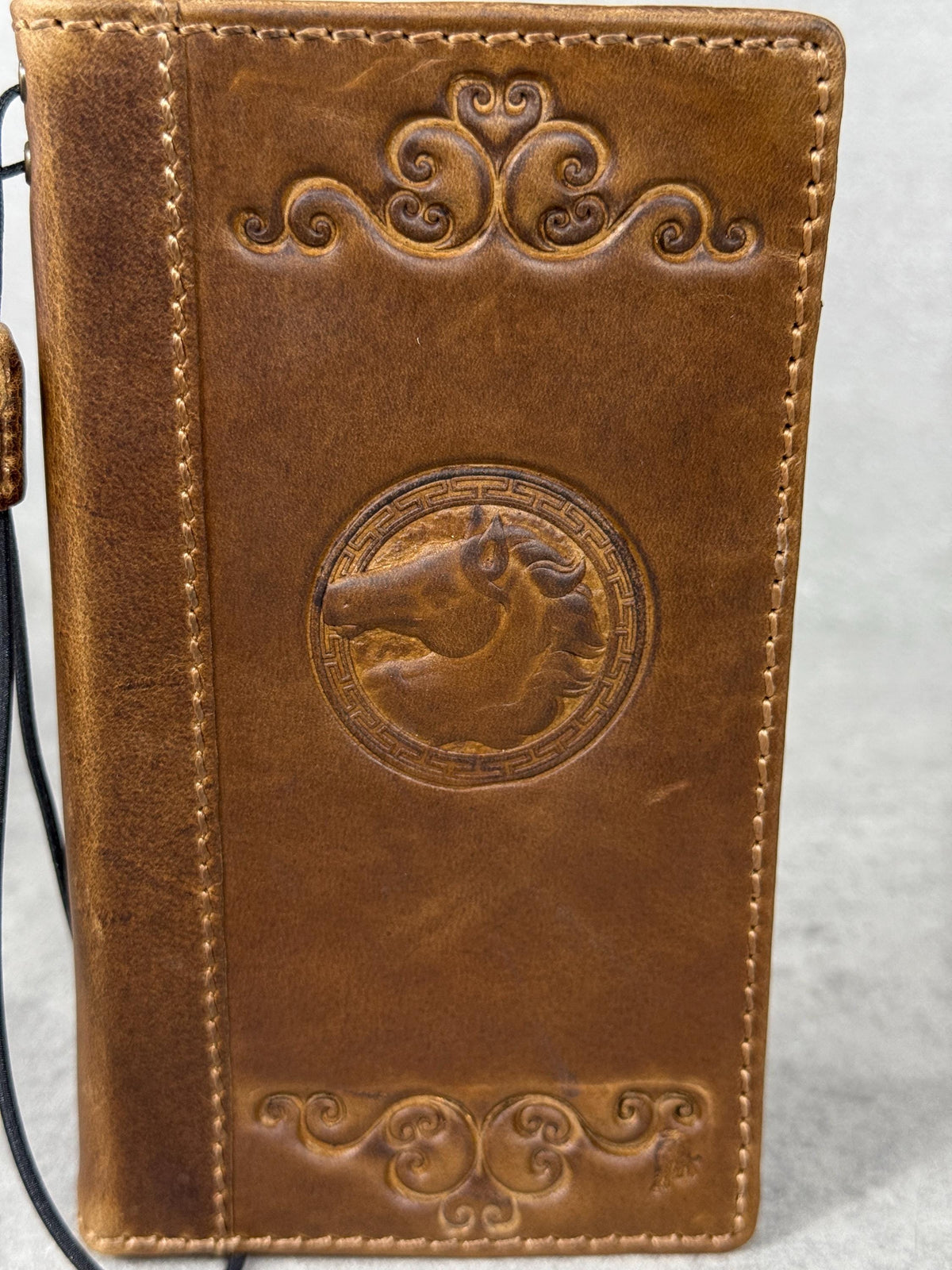 Handmade Leather Wallet Case for Galaxy: Book Design, Card Slots