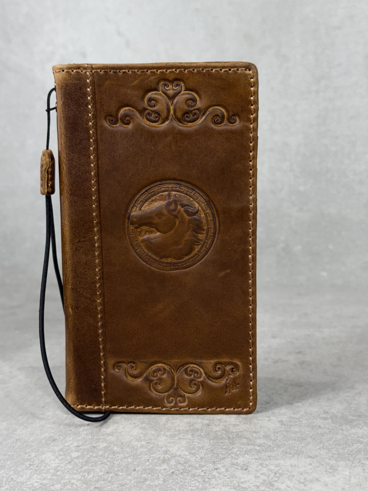Handmade Leather Wallet Case: Google Pixel, Tree of Love Design